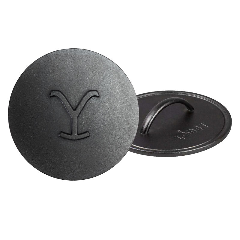 Yellowstone? 8 Inch Round Seasoned Cast Iron Power Y Grill Press - Image 2