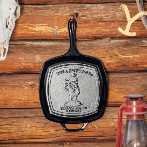 Yellowstone? 10.5 Inch Square Seasoned Cast Iron Cowboy Grill Pan